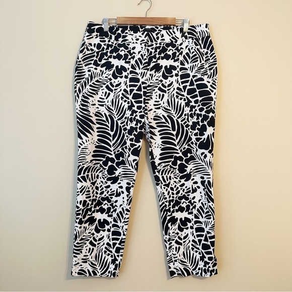 Talbots Hampshire Black White Print Pants - Size 16 - Picture 13 of 13